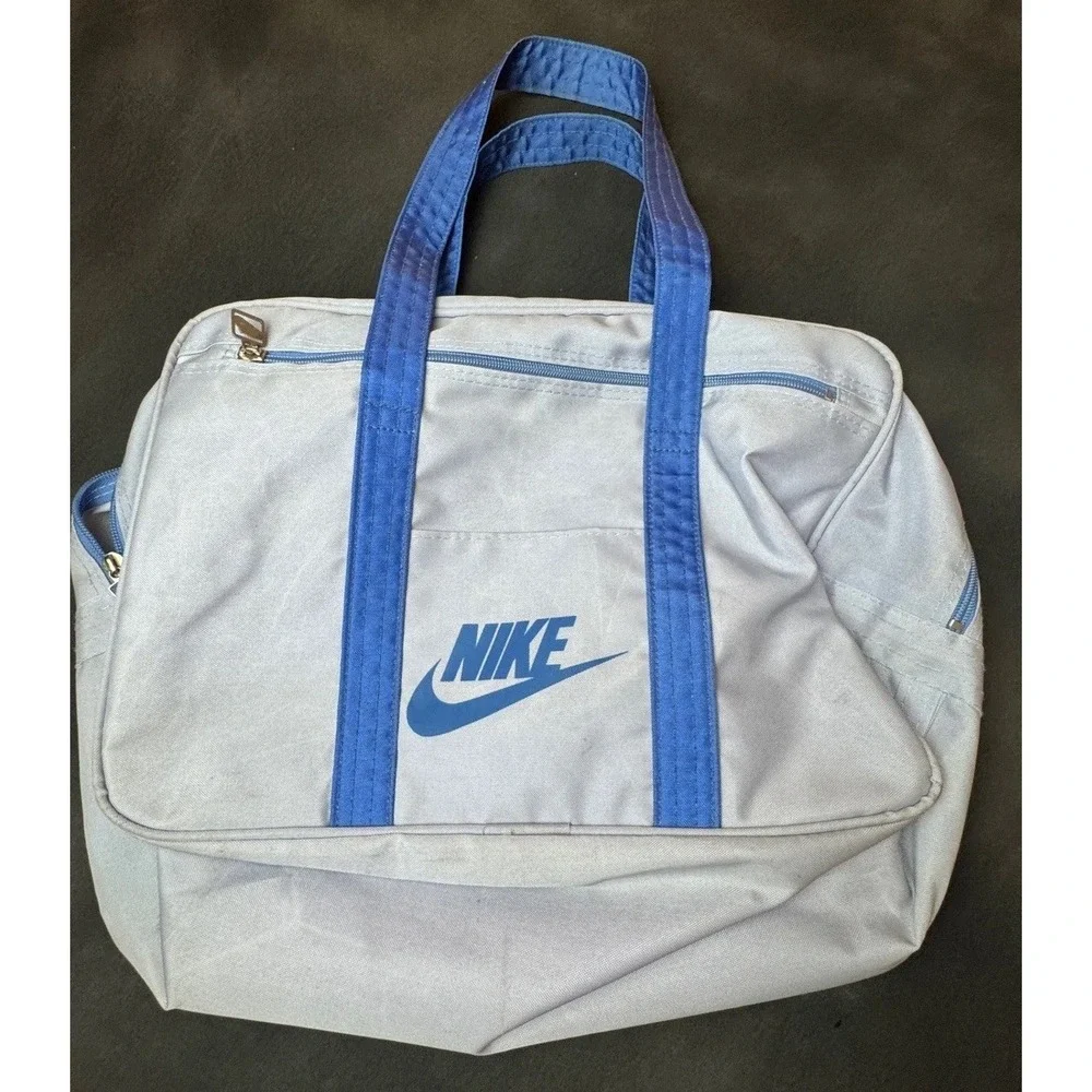 Nike Vintage Duffle Bag Blue 90s Y2K Gym Travel Weekend Carryall Sportswear Bag